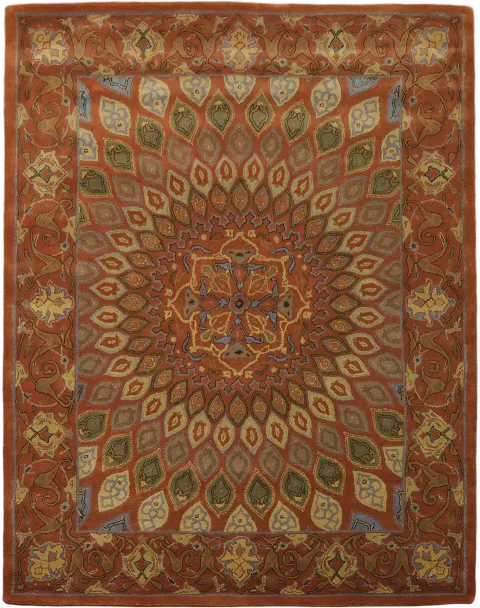 Luxurious Mandala Inspired Rug with Rich Earth Tones and Motifs 9' 6'' x 7' 6''