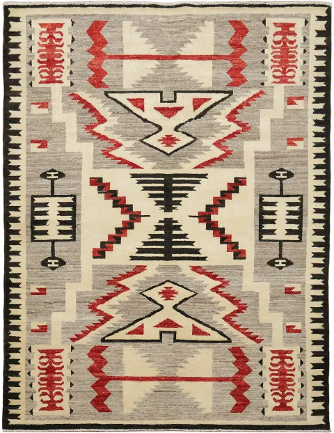 Southwestern Style Oriental Wool Rug with Bold Geometric Patterns and Colors 5x7
