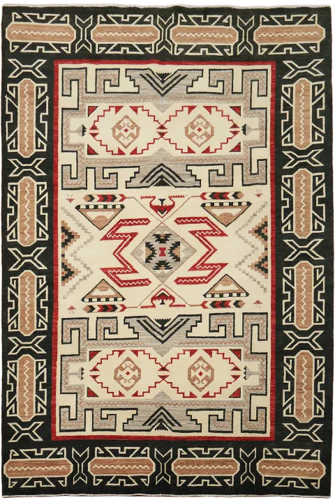 Vibrant Geometric Aztec-Inspired Wool Area Rug for Modern Spaces 6x9