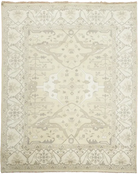 Traditional Style Camel Beige and Ivory Oushak Hand-Knotted Large Rug 12x15