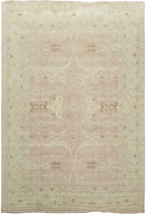 Subtle Patterns Dusty Rose/ Warm Mauve Oushak Palace Rug Hand-made 12'x18'