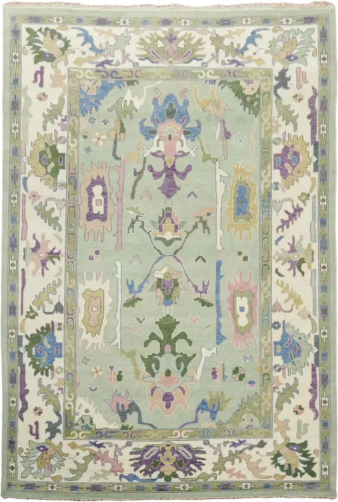 Vibrant Oriental-Inspired Green Large Rug for an Artistic Living Space 12'x18'