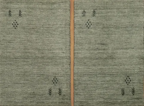 Set of 2 Sage Green Hand-Knotted Gabbeh Rugs 2x3