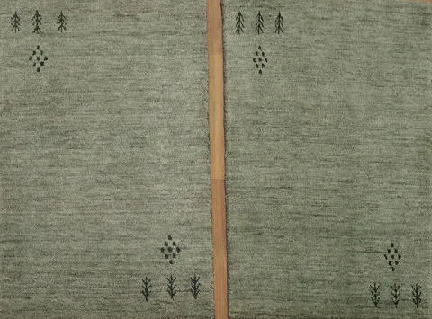 Set of 2 Sage Green Tribal Gabbeh Rugs 2x3