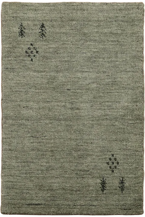 2x3 Sage Green Hand-Knotted Gabbeh Rug