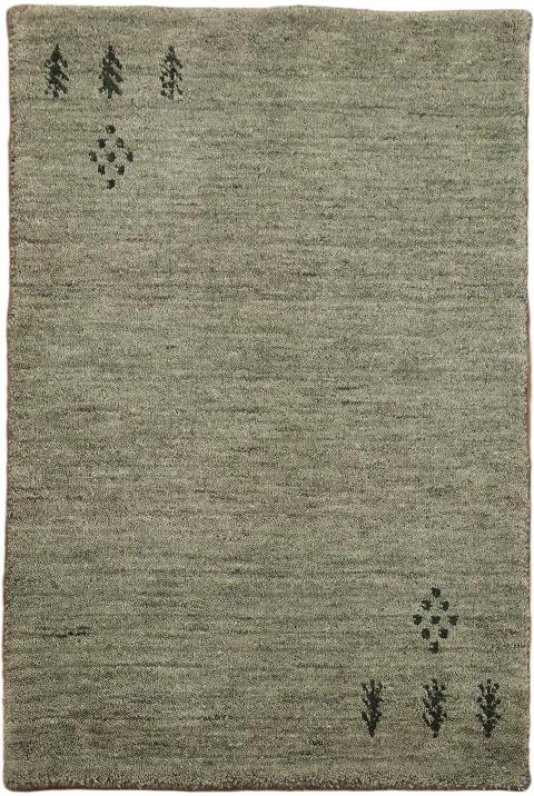Sage Green Hand-Knotted Gabbeh Rug 2x3