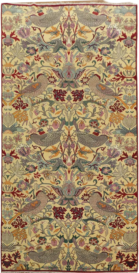 Vibrant and Ornate Floral Rug with Beautiful Bird Accents 10'x20'