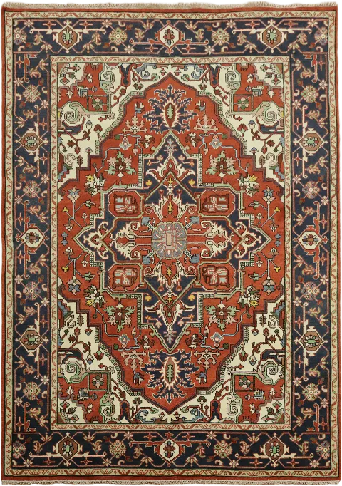 Classic Red, Beige and Navy Persian Style Living Room Rug  10x14