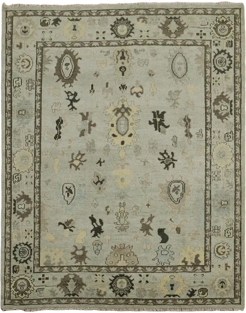 Elegant Earth-toned Rug with Traditional Border Design 8x10