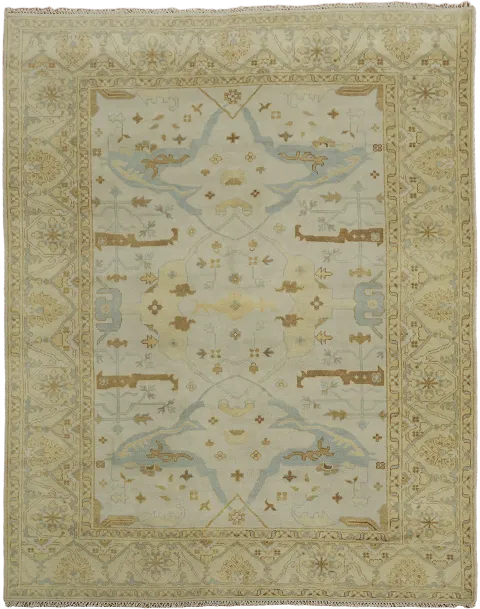 Vintage-Inspired Beige and Grey Blue Large Rug for Living Rooms 9'x12'