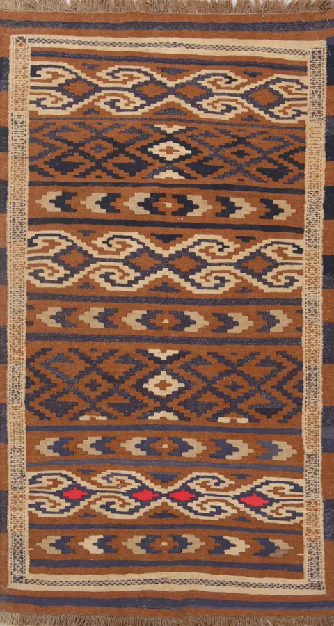 Geometric 3x6 Navajo Kilim Balouch Persian Rug Runner