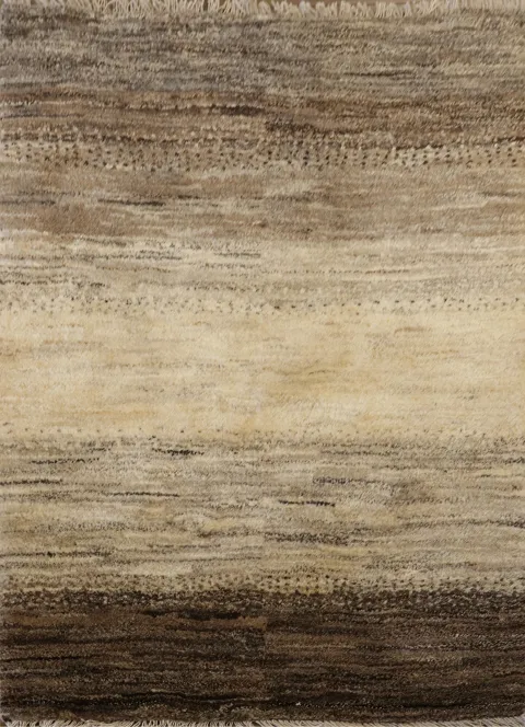 Modern 3x4 Gabbeh Zolanvari Shiraz Persian Beige and Brown Rug