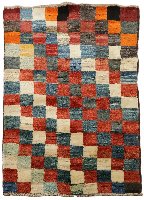 Checked 3x5 Gabbeh Shiraz Persian Area Rug
