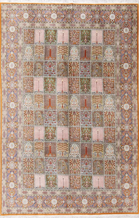 Luxurious Handmade Pure Silk Qum Ghom Persian Rug 6x10