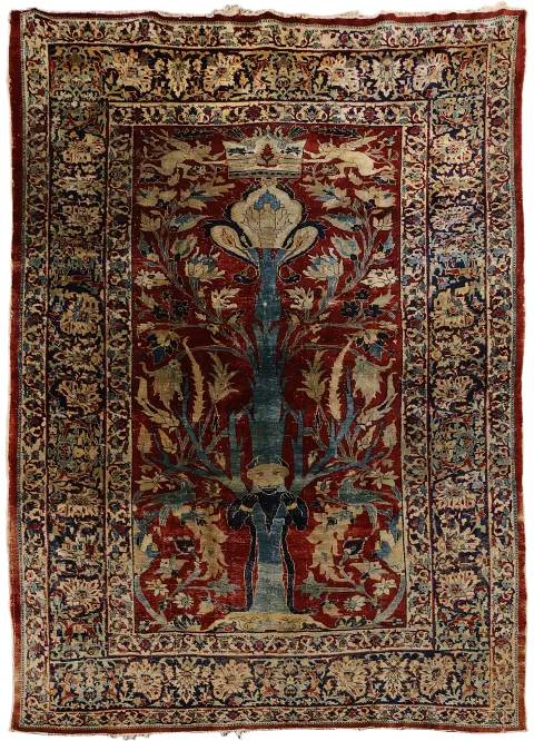 Pre-1900 Antique Silk Heriz Persian Masterpiece Rug 5x7