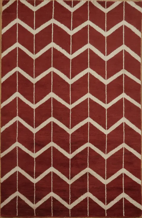 Chevron Red Gabbeh Oriental Area Rug 5x8