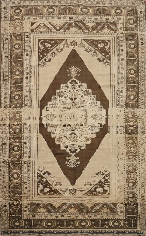 Vintage Geometric Oushak Turkish Area Rug 6x10