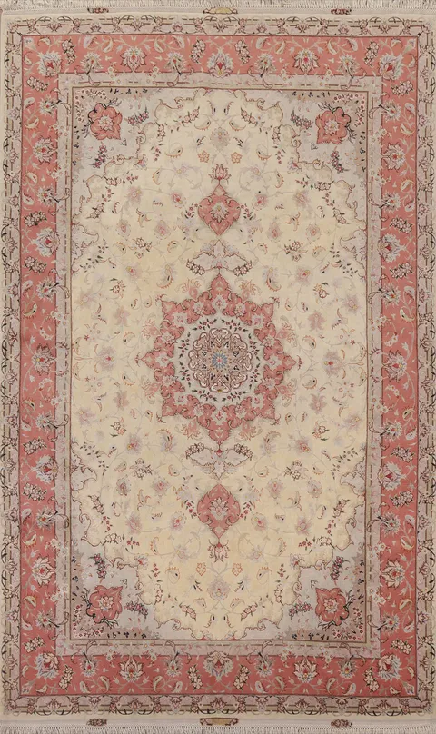 Wool & Silk Floral Tabriz Persian Area Rug 7x11