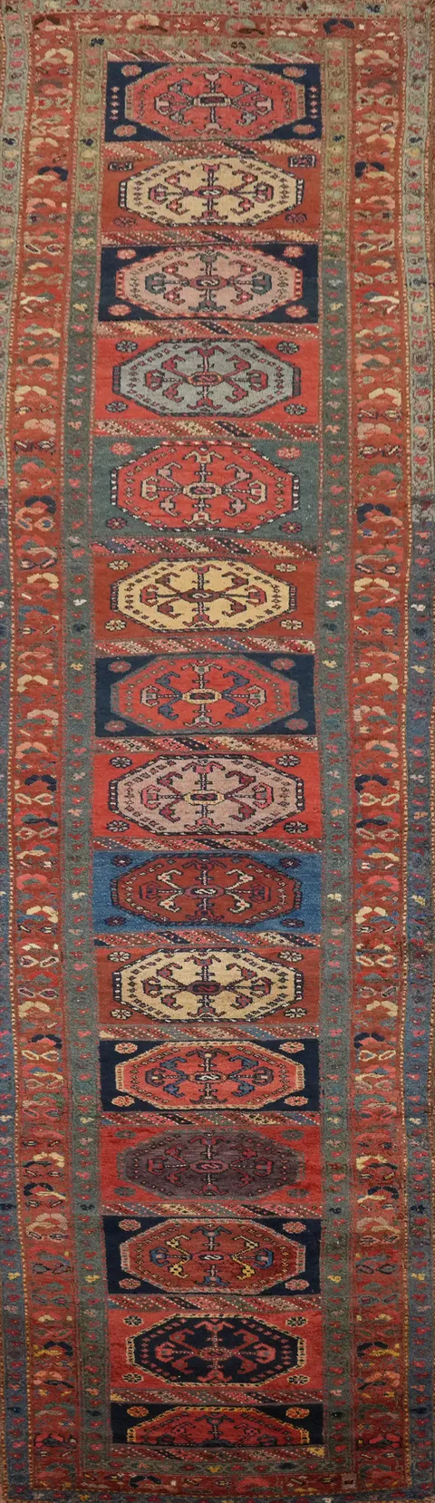 Pre-1900 Antique Wool Caucasian Oriental Runner Rug 4x16