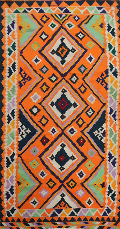 Geometric Kilim Shiraz Persian Runner Rug 4x9