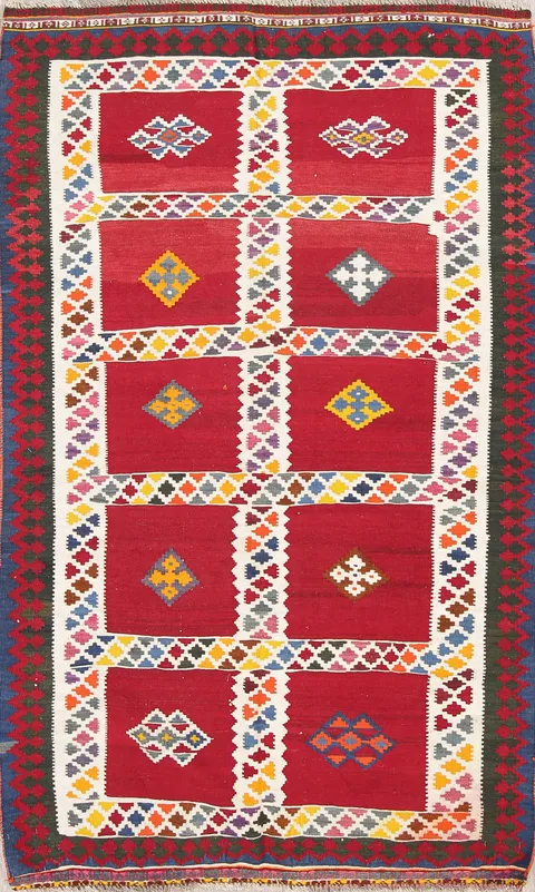Geometric Kilim Persian Area Rug 4x7