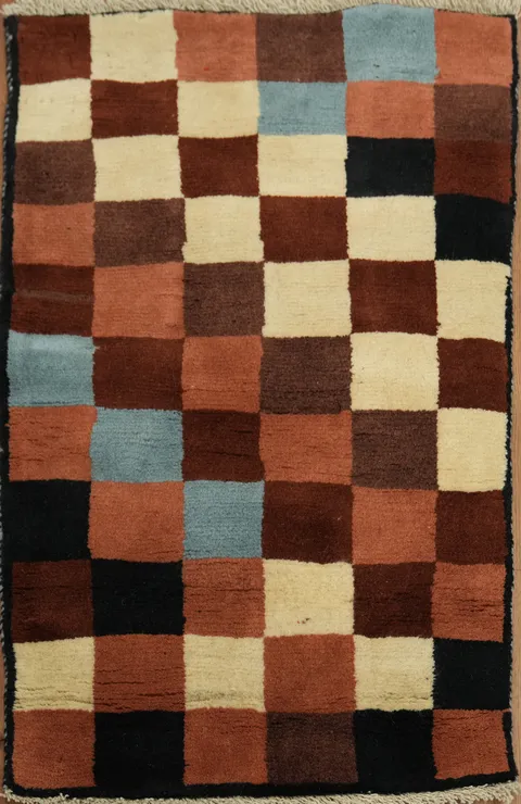 Warm Palette Checkered Rug – Modern Geometric Elegance Redefined 2x3