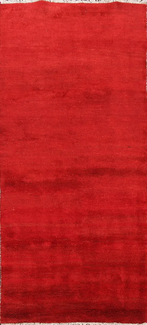 Solid Red Gabbeh Persian Runner Rug 3x6