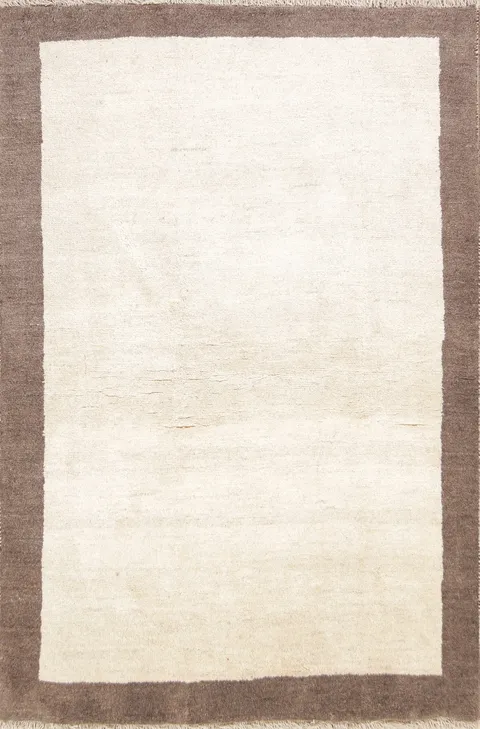 Contemporary Ivory Gabbeh Shiraz Persian Area Rug 4x6