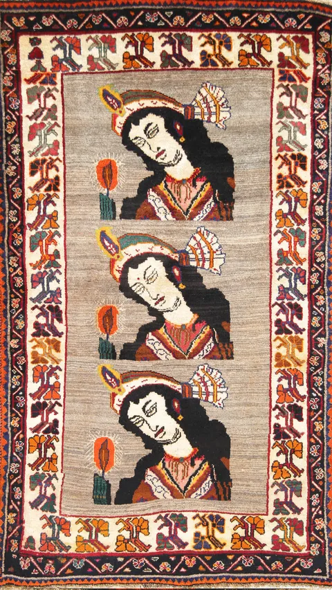 Pictorial Gabbeh Shiraz Persian Area Rug 4x7