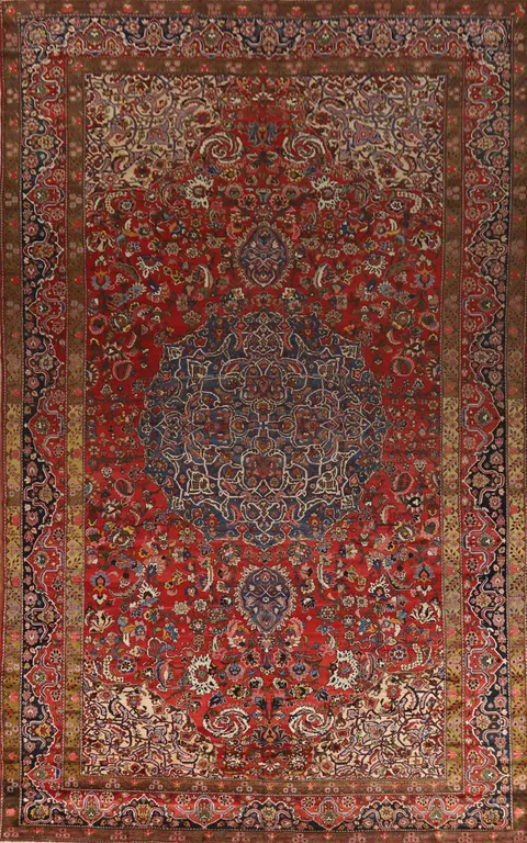 Antique Wool Red Bakhtiari Persian Large Rug 11x18
