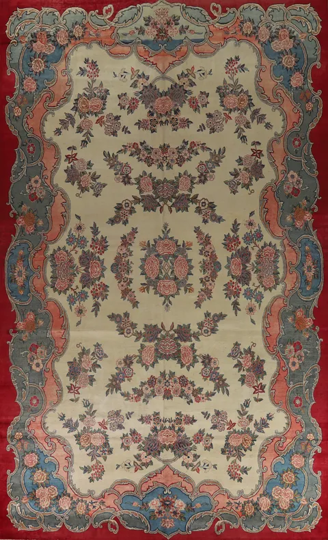 Vintage Floral Tabriz Persian Large Rug 10x17
