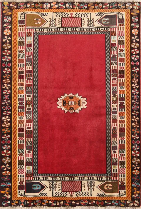 Red Kashkoli Shiraz Persian Area Rug 4x6