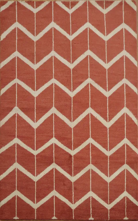 Chevron Style Red Moroccan Indian Area Rug 5x8