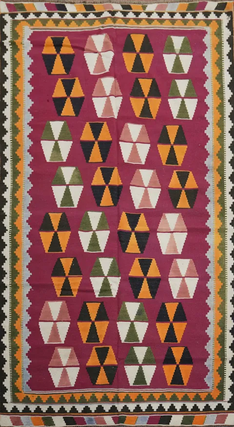 Geometric Kilim Shiraz Persian Area Rug 5x9