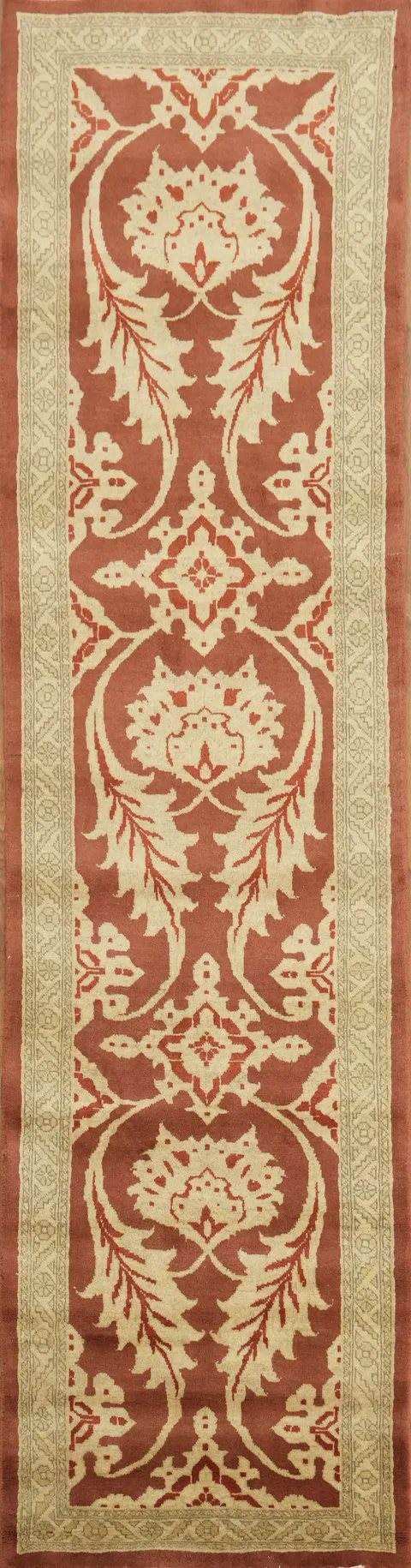 Rust Floral Oushak Persian Runner Rug 3x10