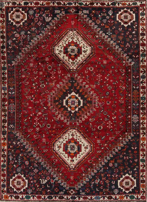 Red Tribal Geometric Kashkoli Persian Area Rug 7x10