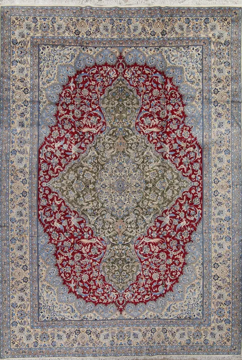 Red Antique Floral Nain Persian Area Rug 10x14