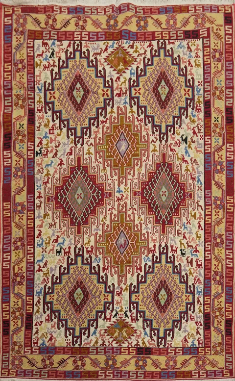 Tribal Geometric Kilim Shiraz Persian Rug 4x6