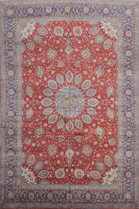 Floral Wool Sarouk Persian Area Rug 9x13