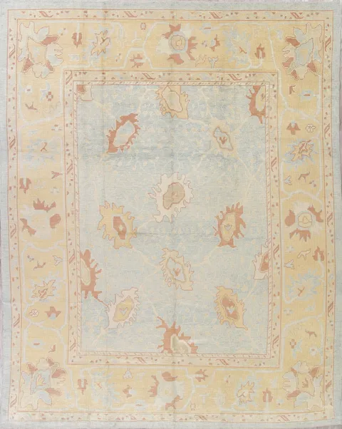 Vegetable Dye Muted Oushak Large Turkish Rug 11x13