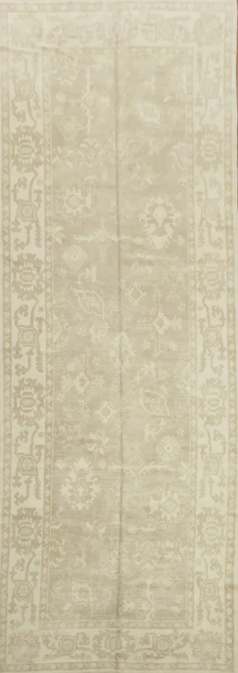 Vegetable Dye Muted Oushak Turkish Hand-Knotted Runner Rug 6x17