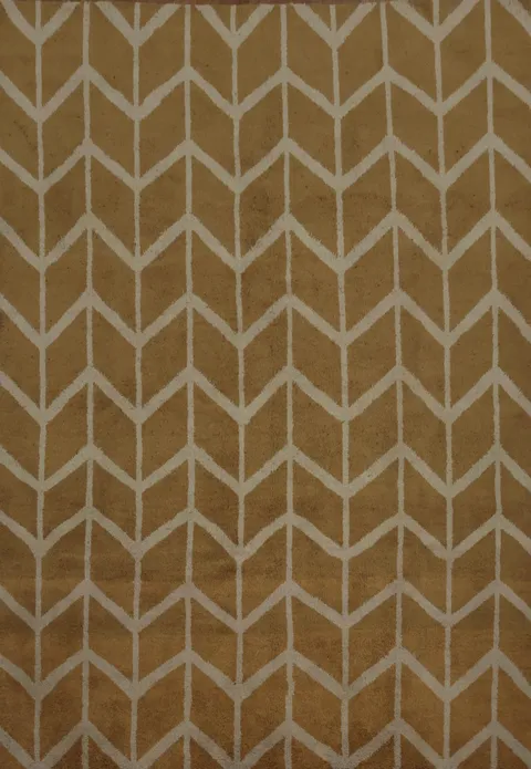 Warm Golden Brown Chevron Design Rug Perfect for Elegant Interiors 3x10