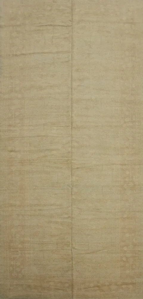 Vegetable Dye Muted Pale Oushak Turkish Runner Rug 7x17