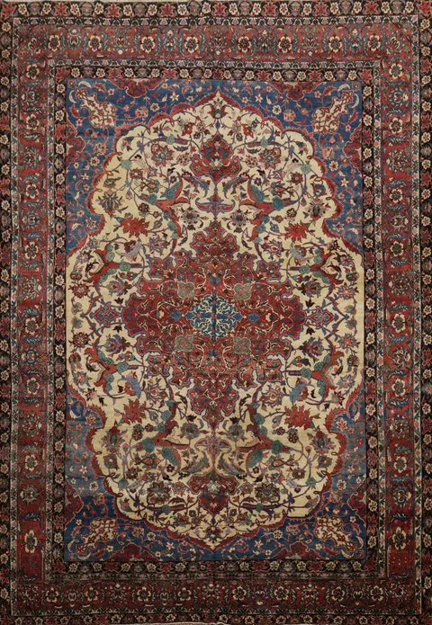 Antique Vegetable Dye Bakhtiari Saman Persian Large Rug 11x15