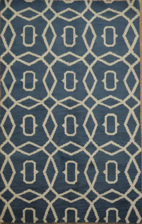 Blue Trellis Moroccan Oriental Area Rug 5x8