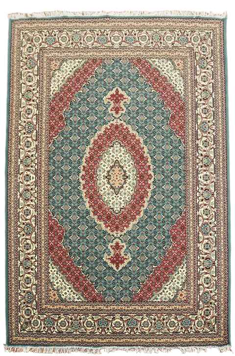 Luxurious Persian-Inspired Rug: Elegant Red and Blue Design 7x10 ft