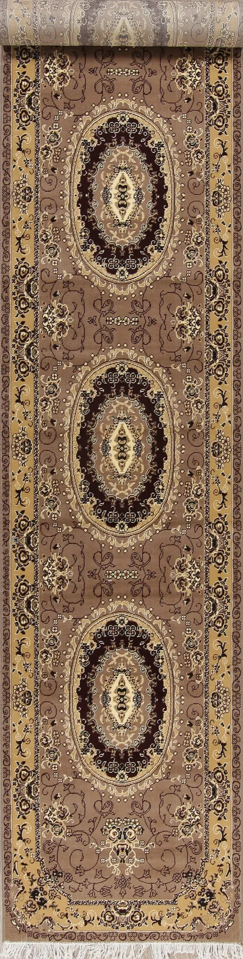 Transitional Aubusson Turkish Oriental Runner Rug