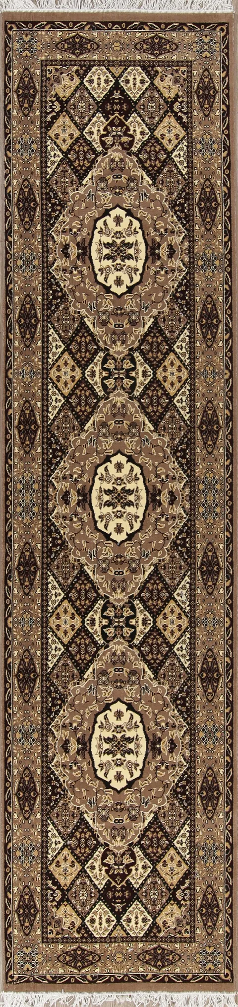 Geometric Bakhtiari Turkish Oriental Runner Rug