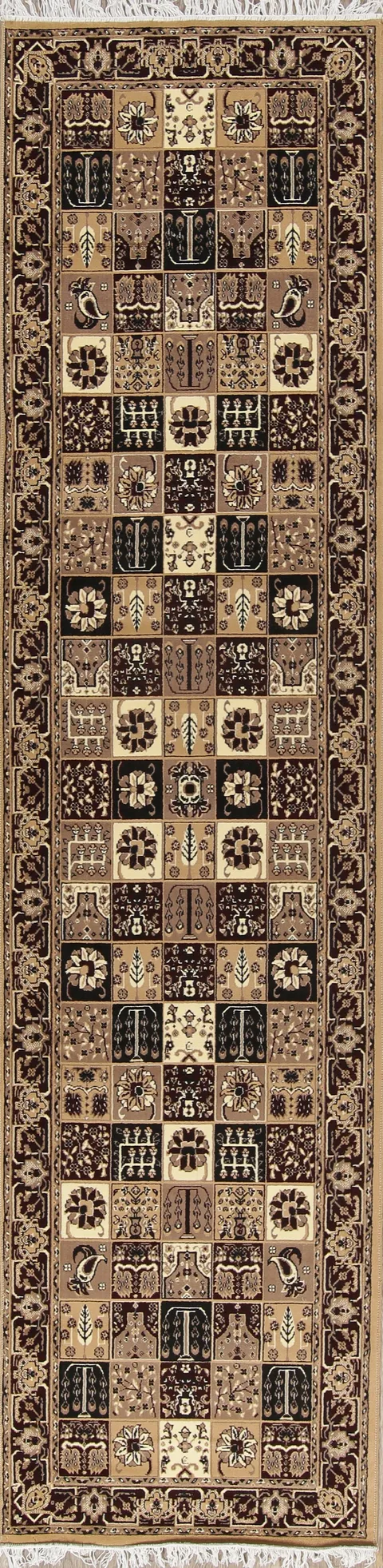 Geometric Bakhtiari Turkish Oriental Runner Rug