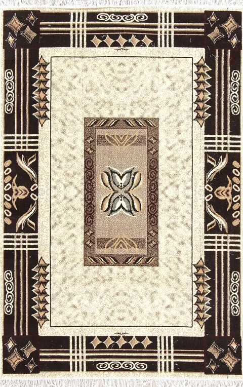 Ivory Geometric Modern Turkish Oriental 5x7 Area Rug